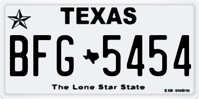 TX license plate BFG5454
