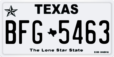 TX license plate BFG5463