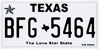 TX license plate BFG5464