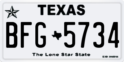 TX license plate BFG5734