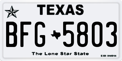 TX license plate BFG5803