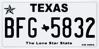 TX license plate BFG5832