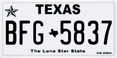 TX license plate BFG5837