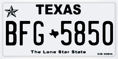 TX license plate BFG5850
