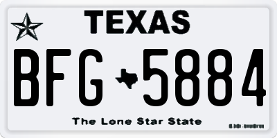 TX license plate BFG5884