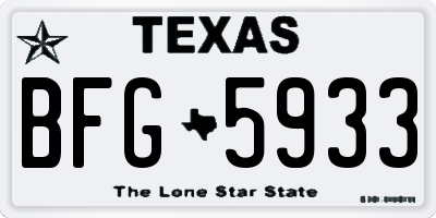 TX license plate BFG5933