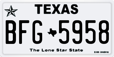 TX license plate BFG5958