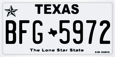TX license plate BFG5972