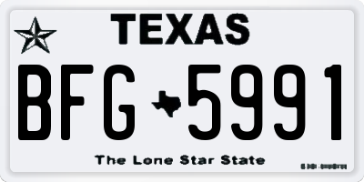 TX license plate BFG5991