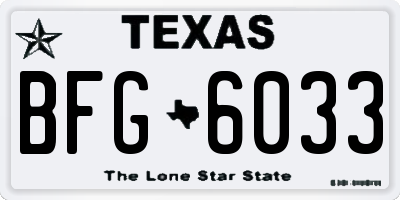 TX license plate BFG6033