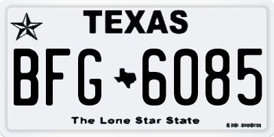 TX license plate BFG6085