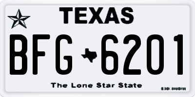 TX license plate BFG6201