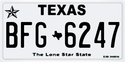 TX license plate BFG6247