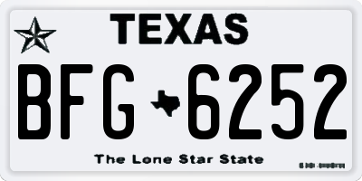 TX license plate BFG6252