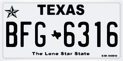 TX license plate BFG6316