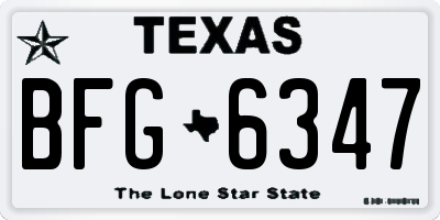 TX license plate BFG6347