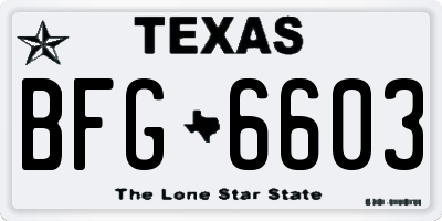 TX license plate BFG6603