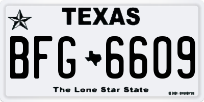 TX license plate BFG6609