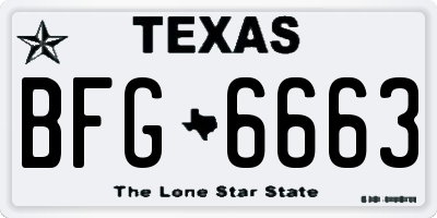 TX license plate BFG6663