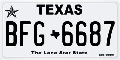 TX license plate BFG6687