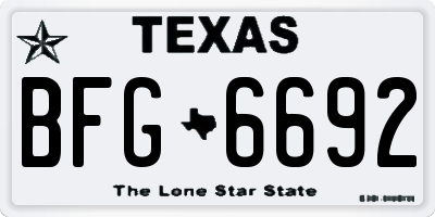 TX license plate BFG6692