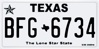 TX license plate BFG6734