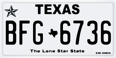 TX license plate BFG6736