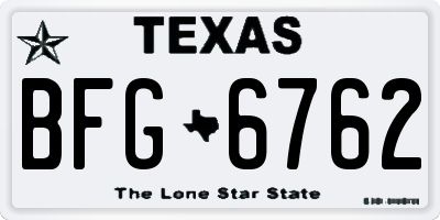 TX license plate BFG6762