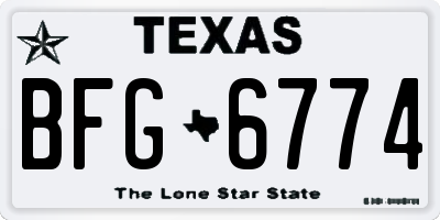 TX license plate BFG6774