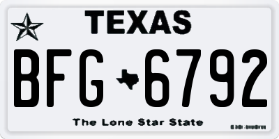 TX license plate BFG6792