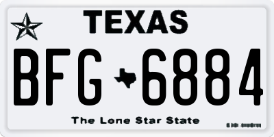 TX license plate BFG6884