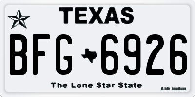 TX license plate BFG6926