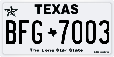 TX license plate BFG7003