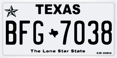 TX license plate BFG7038