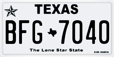 TX license plate BFG7040