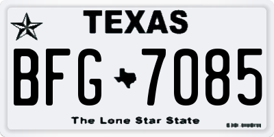 TX license plate BFG7085