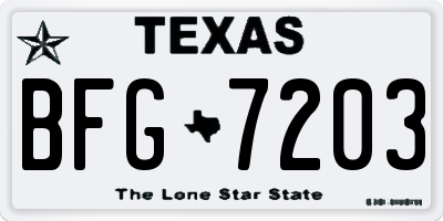 TX license plate BFG7203