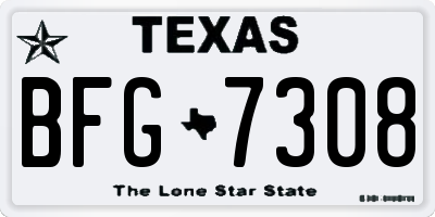 TX license plate BFG7308