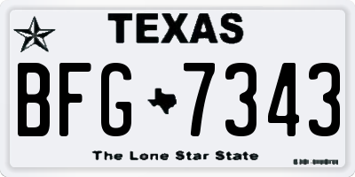 TX license plate BFG7343