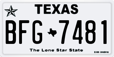 TX license plate BFG7481