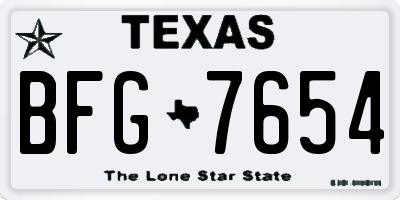 TX license plate BFG7654