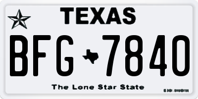 TX license plate BFG7840