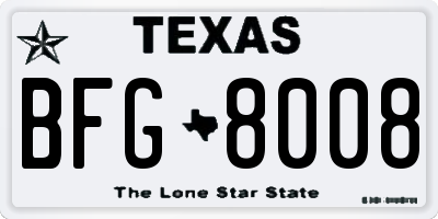 TX license plate BFG8008