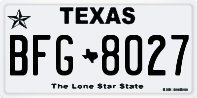 TX license plate BFG8027