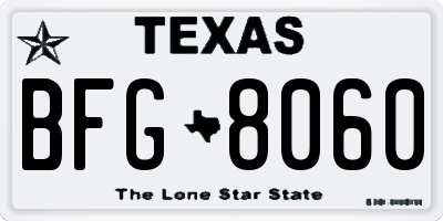 TX license plate BFG8060