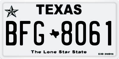 TX license plate BFG8061