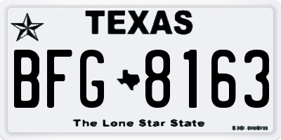 TX license plate BFG8163