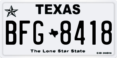 TX license plate BFG8418