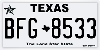 TX license plate BFG8533