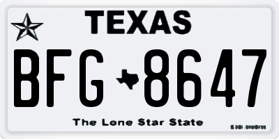 TX license plate BFG8647